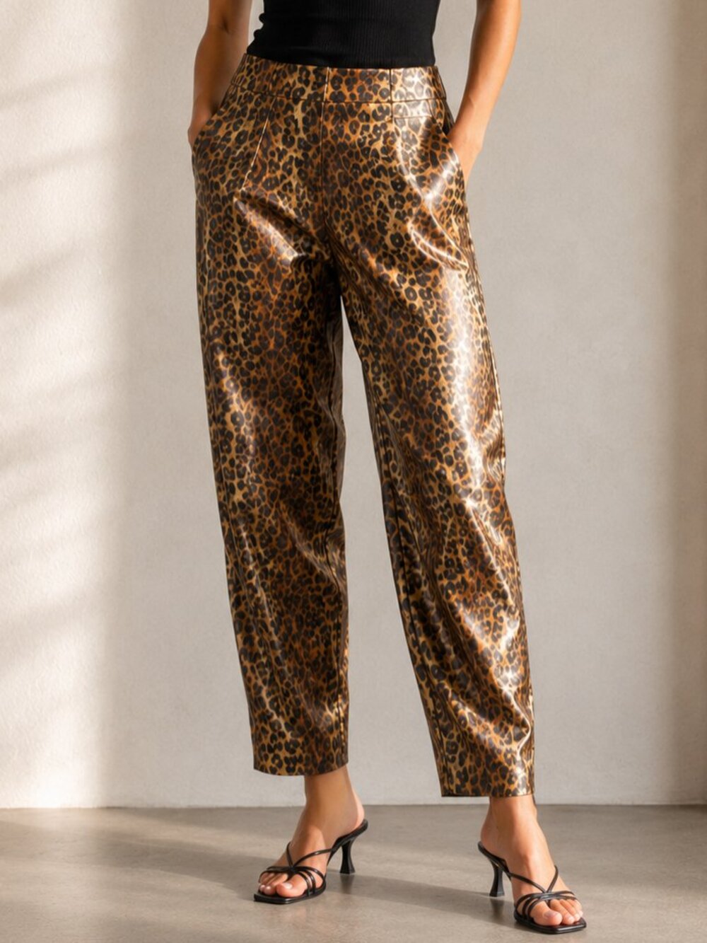 Bernard Zins Paris Pants Leopard Print Silk Blend Old Money Office Business 6